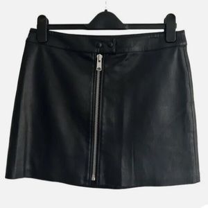 AllSaints black faux leather moto mini skirt with front zipper size 10